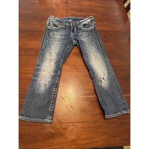 Vigoss Womens The Chelsea Capri Jeans Size 1/2 21‎ inch Blue Denim Medium Wash